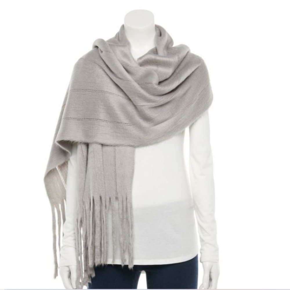 Brushed Fringe Solid Muffler Scarf